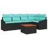 vidaXL Tuinbankenset met kussen 6 pcs Zwart poly rattan