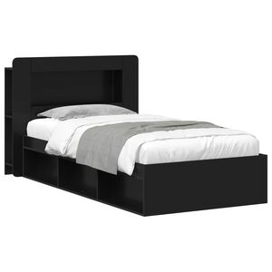 vidaXL Bedframe met opslag Zwart 90 x 190 cm Bewerkt hout