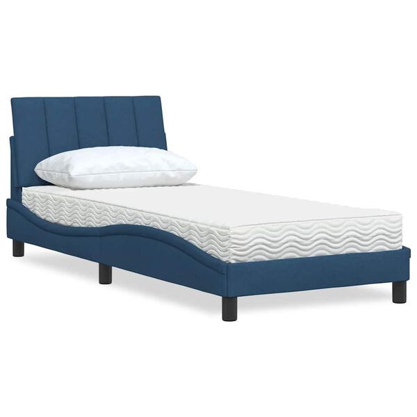 vidaXL Bed met matras "Hanko" stof blauw 90x200 cm