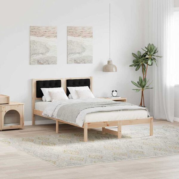 vidaXL Bedframe met hoofdeinde Zwart 120 x 190 cm Massief grenenhout
