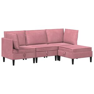 vidaXL Woonkamer Meubelset 4 st Roze Fluweel