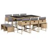 vidaXL 11-delige Tuinset met kussens poly rattan gemengd beige