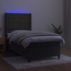 vidaXL Boxspring met matras en LED fluweel donkergrijs 90x200 cm