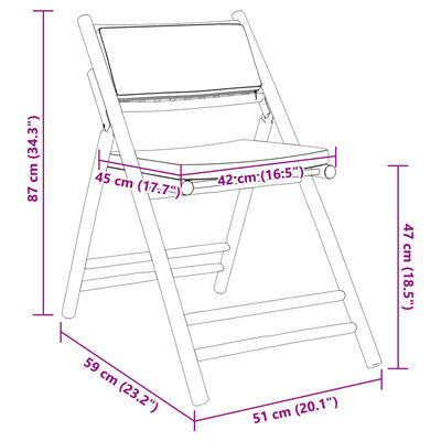 vidaXL Bistrostoelen 4 st inklapbaar met kussens bamboe crèmewit