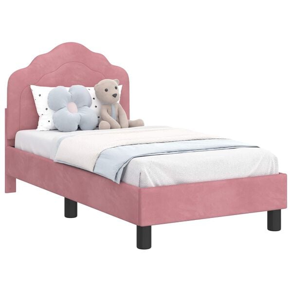 vidaXL Peuterbedframe met hoofdbord Roze 70 x 140 cm Fluweel
