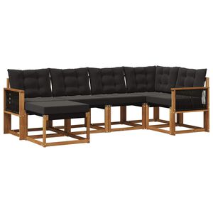 vidaXL Buiten bankenset met kussen 6 pcs Naturel en Zwart