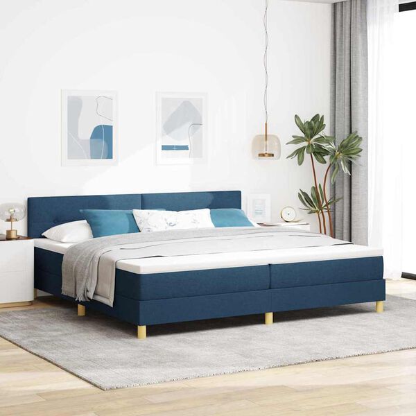 vidaXL Boxspringbed met matras met matras Blauw 200 x 200 cm Stof