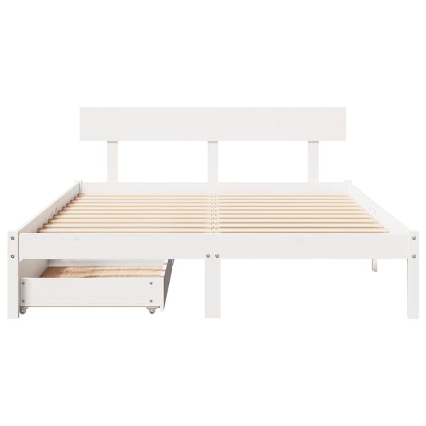 vidaXL Bedframe zonder matras massief grenenhout wit 160x200 cm