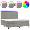 vidaXL Boxspring met matras en LED fluweel lichtgrijs 180x200 cm