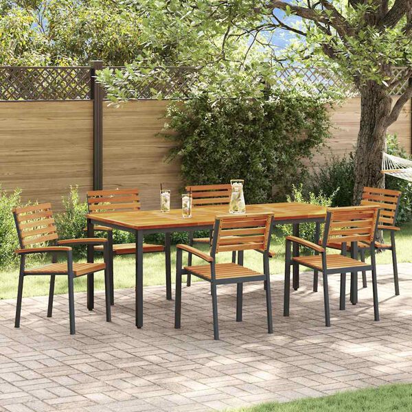 vidaXL Tuin Eetset 7 pcs Zwart en bruin 200 x 90 x 75 cm