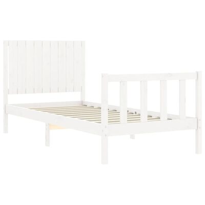 vidaXL Bedframe met hoofdbord massief hout wit 90x200 cm