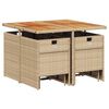 vidaXL 9-delige Tuinset met kussens poly rattan beige