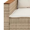 vidaXL 3-delige Loungeset met kussens poly rattan beige