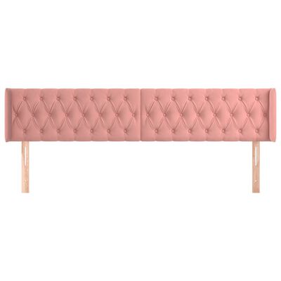 vidaXL Hoofdbord met randen 203x16x78/88 cm fluweel roze