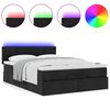 vidaXL Bed poef met matras en LED's stof 140x190 cm zwart
