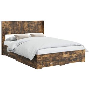 vidaXL Bedframe met opbergruimte en hoofdbord Gerookt eiken