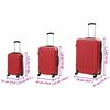 vidaXL Koffer met slot 3 pcs Rood 50 x 31 x 78 cm ABS Kunststof