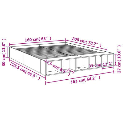 vidaXL Bedframe bewerkt hout gerookt eikenkleurig 160x200 cm