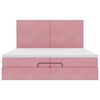 vidaXL Ottoman bed met matrassen en LED's 200x200cm fluweel roze