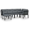 vidaXL 6-delige Loungeset poly rattan zwart en grijs