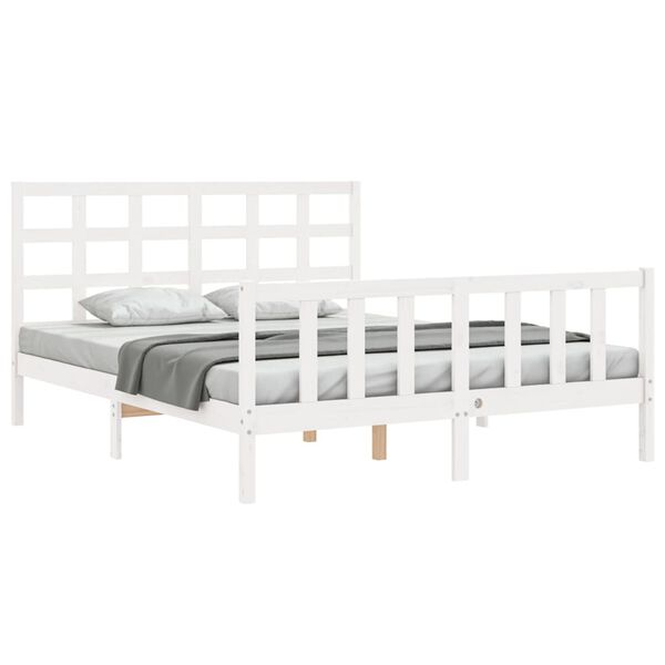 vidaXL Bedframe zonder matras massief grenenhout wit 160x200 cm