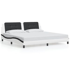 vidaXL Bedframe zonder matras "Zadar" kunstleer wit en zwart 200x200 cm