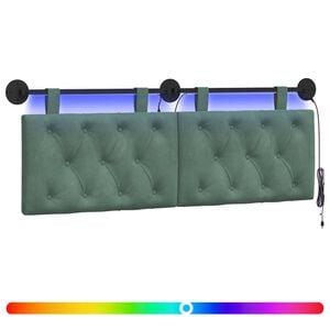 vidaXL Hangend hoofdbord Met LED-verlichting Zeegroen Fluweel