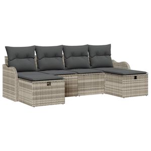 vidaXL Tuin Sofa Set 6 st Lichtgrijs poly rattan