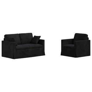 vidaXL Bankstel 2 st Zwart Fluweel