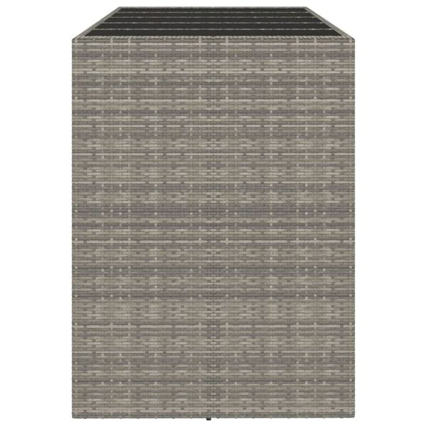 vidaXL Bartafel met glazen blad 185x80x110 cm poly rattan grijs