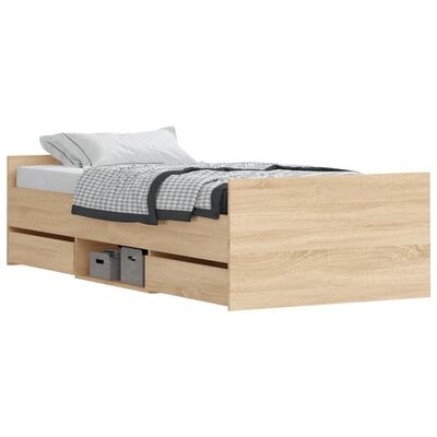 vidaXL Bedframe met hoofd- en voeteneinde sonoma eikenkleur 100x200 cm