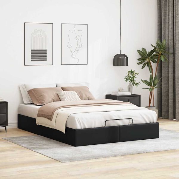 vidaXL Bedframe zonder matras 140x200 cm kunstleer zwart