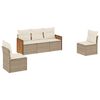 vidaXL 5-delige Loungeset met kussens poly rattan beige