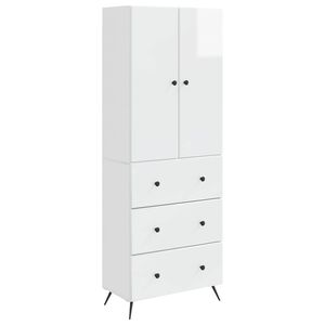 vidaXL Kastenset 2 st 66 x 34,5 x 90 cm Bewerkt hout Hoogglans Wit
