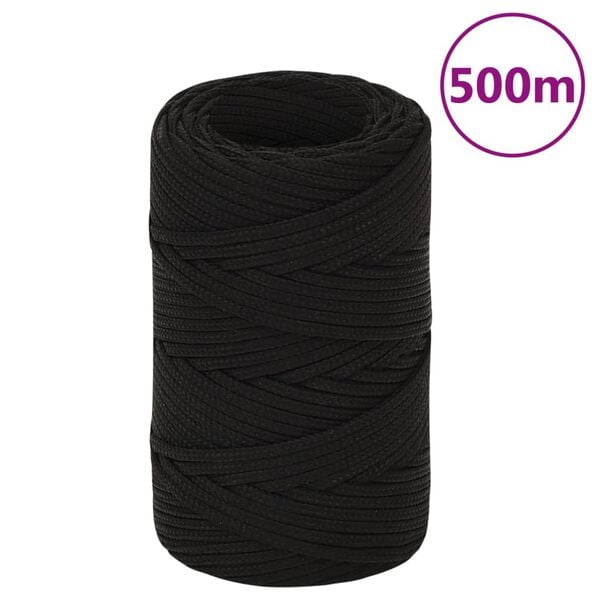 vidaXL Werktouw 2 mm 500 m polyester zwart