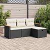 vidaXL 4-delige Loungeset met kussens poly rattan zwart