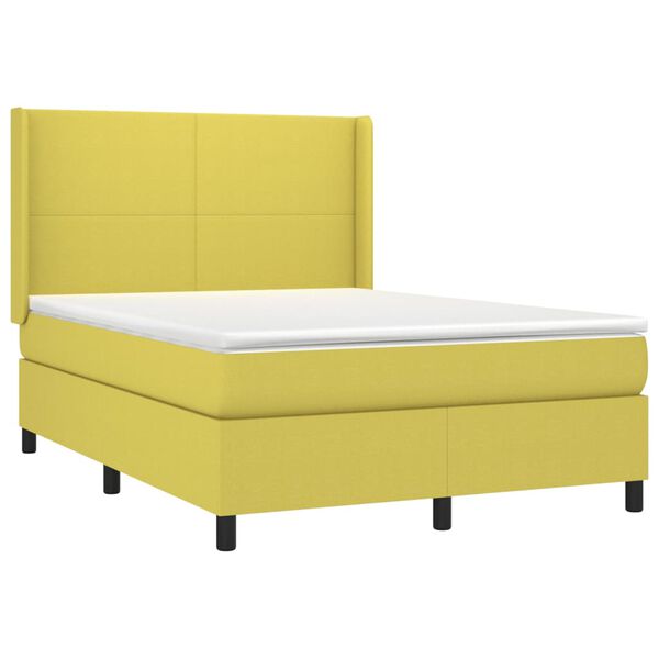 vidaXL Boxspring met matras en LED stof groen 140x200 cm