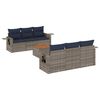 vidaXL 7-delige tuinbankset met kussens, grijs polyrotan