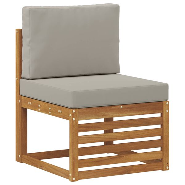 vidaXL Sofa-Sets 7 pcs Natuurlijk en Lichtgrijs Massief Acaciahout