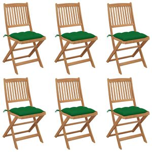 vidaXL Opklapbare stoelen (6 stuks) met kussens, gemaakt van massief acaciahout
