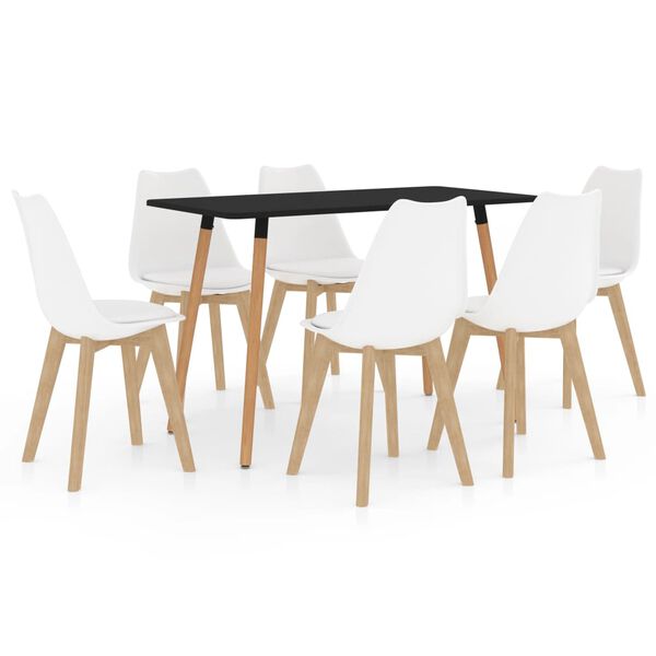 vidaXL 7-delige Eethoek wit