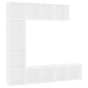 vidaXL 3-delige Boekenkast-/tv-meubelset 180x30x180 cm wit