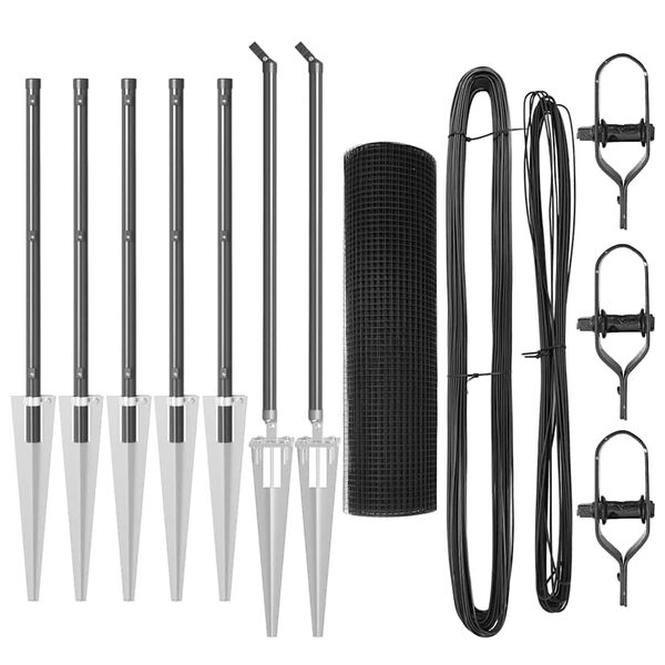 vidaXL Afrasteringspaal Grijs 10 x 0,5 m (12 x 12 mm mesh) Staal
