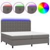 vidaXL Boxspring met matras en LED kunstleer grijs 200x200 cm