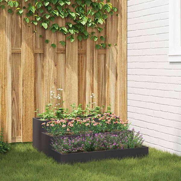 vidaXL Tuin Bloempot Zwart 90 x 90 x 35 cm Koudgewalst staal