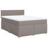 vidaXL Boxspring met matras stof taupe 140x200 cm