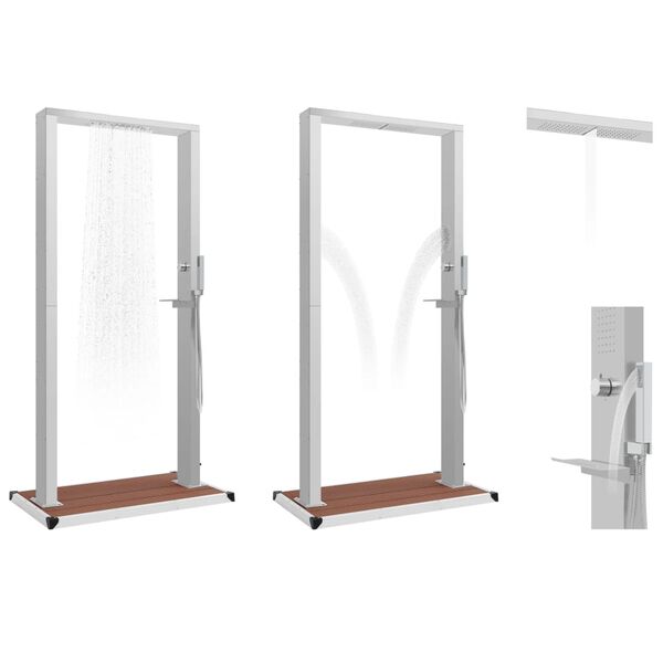 vidaXL Buitendouche met bak HKC roestvrij staal