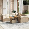 vidaXL 10-delige Loungeset met kussens poly rattan beige