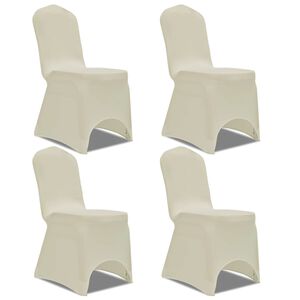 vidaXL Stoelhoes stretch 4 stuks Cr&egrave;mekleurig
