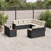 vidaXL 11-delige Loungeset met kussens poly rattan zwart